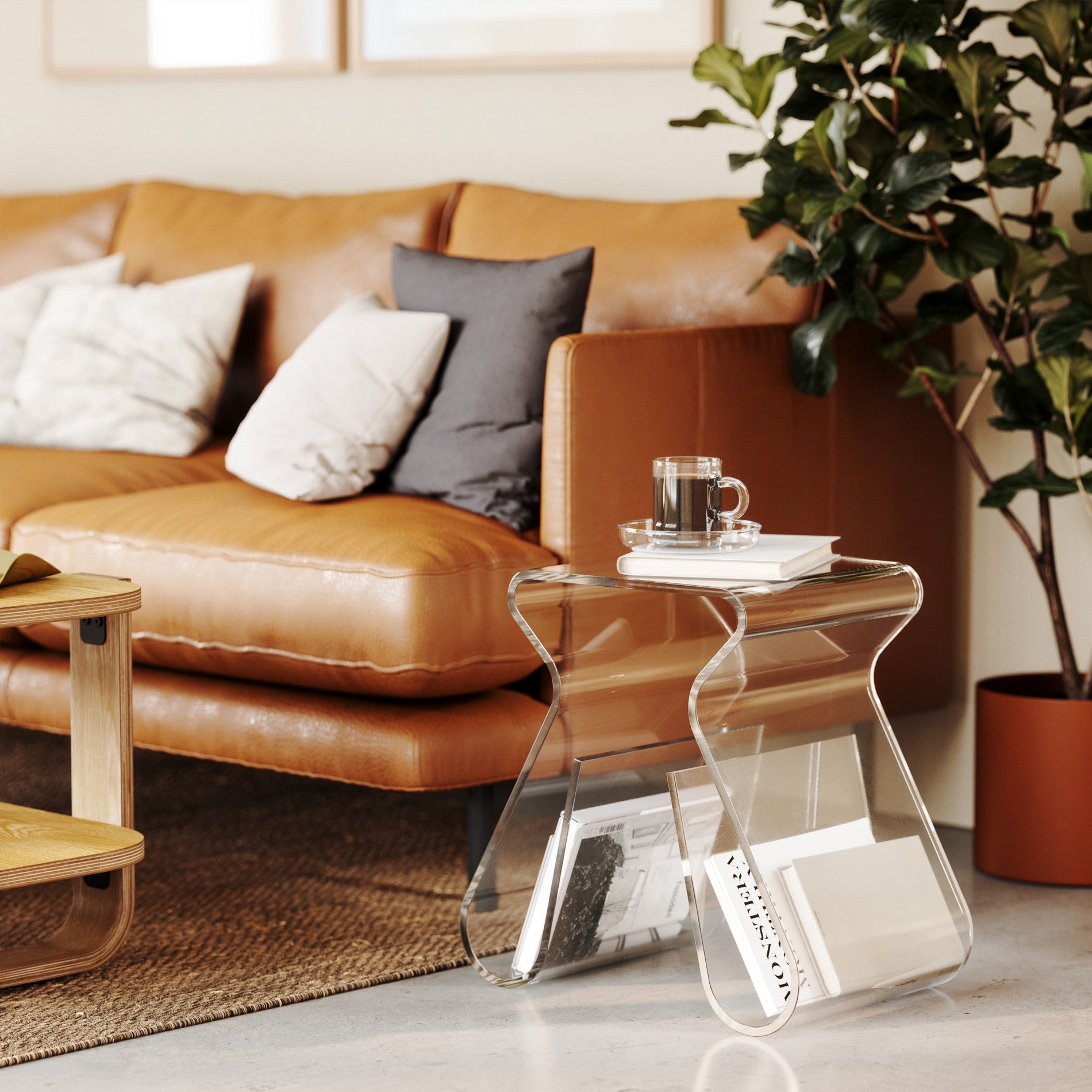 Magino Stool | Modern Acrylic Magazine Rack & Record Holder | Umbra