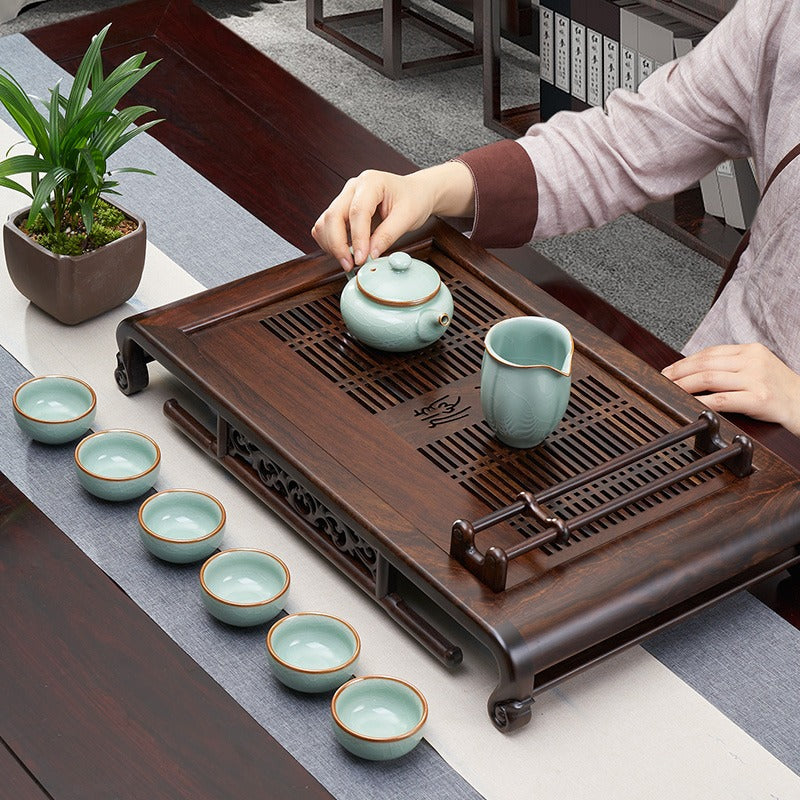 Ebony Wood Tea Tray With Cup Holder – Umi Tea Sets