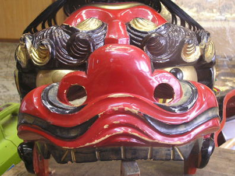 獅子頭 仏壇 修理 漆塗り 祭り 砂川仏檀店 砂川漆工芸 兵庫 姫路