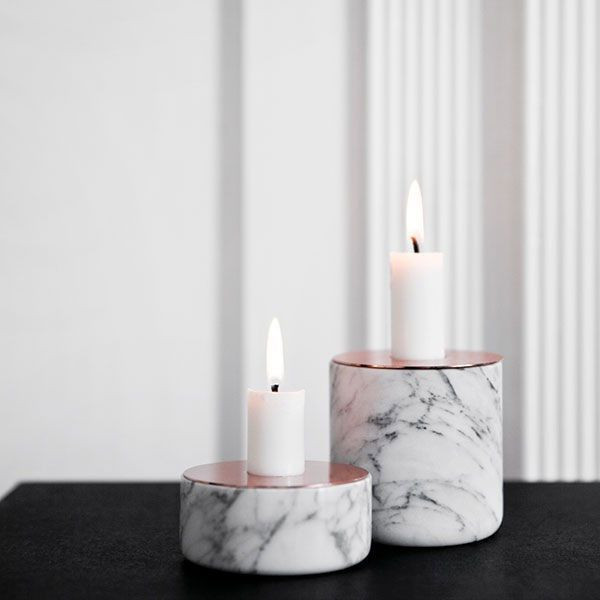 Design candlestick 'Chunk' white marble from Menu | Urban Jungle