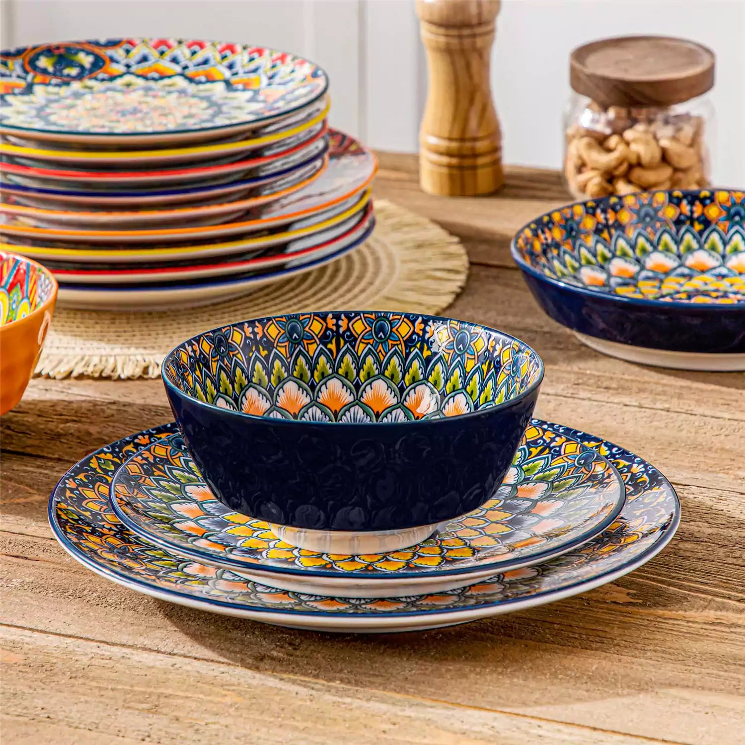 Lumi 24-Piece Porcelain Dinnerware Set for 6 Boho Style Tableware