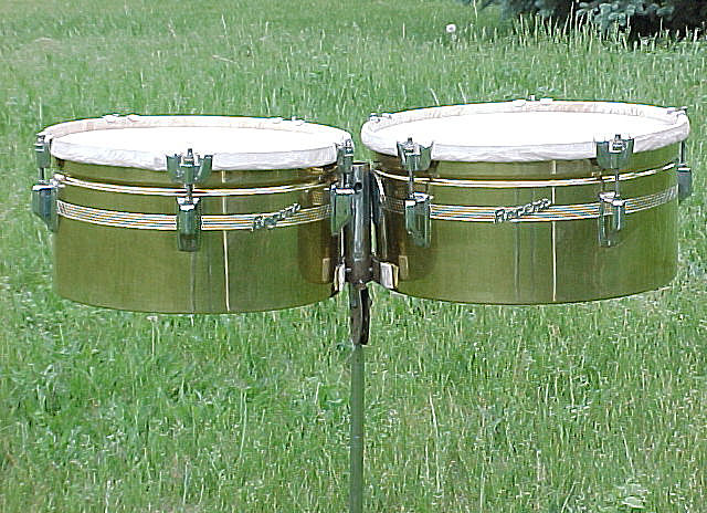 Rogers 7x13 & 7x14 Timbale Drums - Circa 1970 Brass Shells
