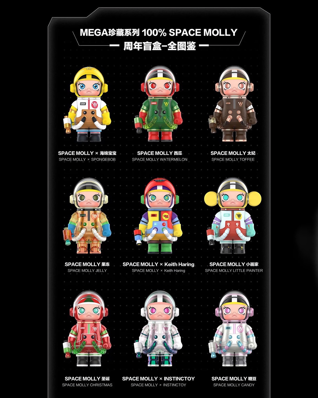 Mega 100% Space Molly Blindbox Series by Kenny Wong x Pop Mart