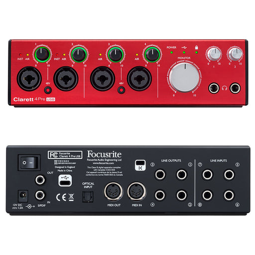 Focusrite Clarett 2Pre USB 10-in 4-out Audio Interface | Vision Guitar