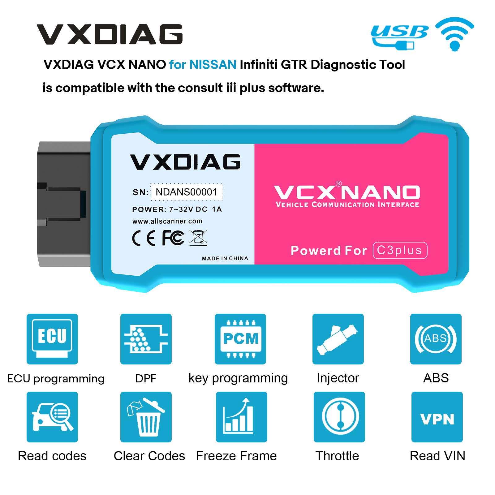 WiFi Version VXDIAG VCX NANO for NISSAN Consult III Plus V241