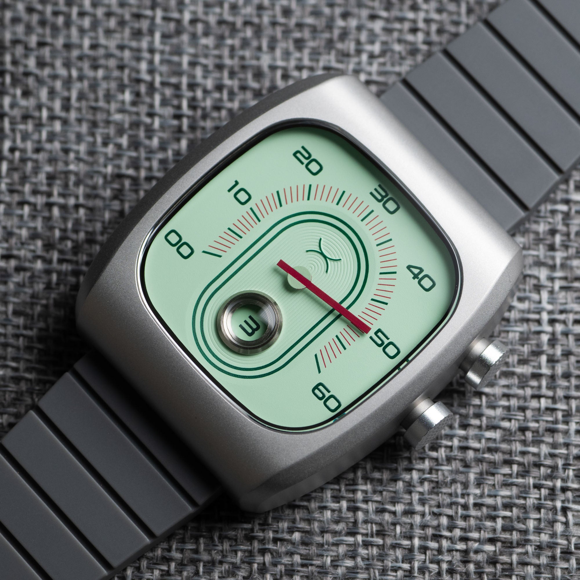 Retroscope Jump Hour Mint Ruby | Xeric.com – Xeric Watches