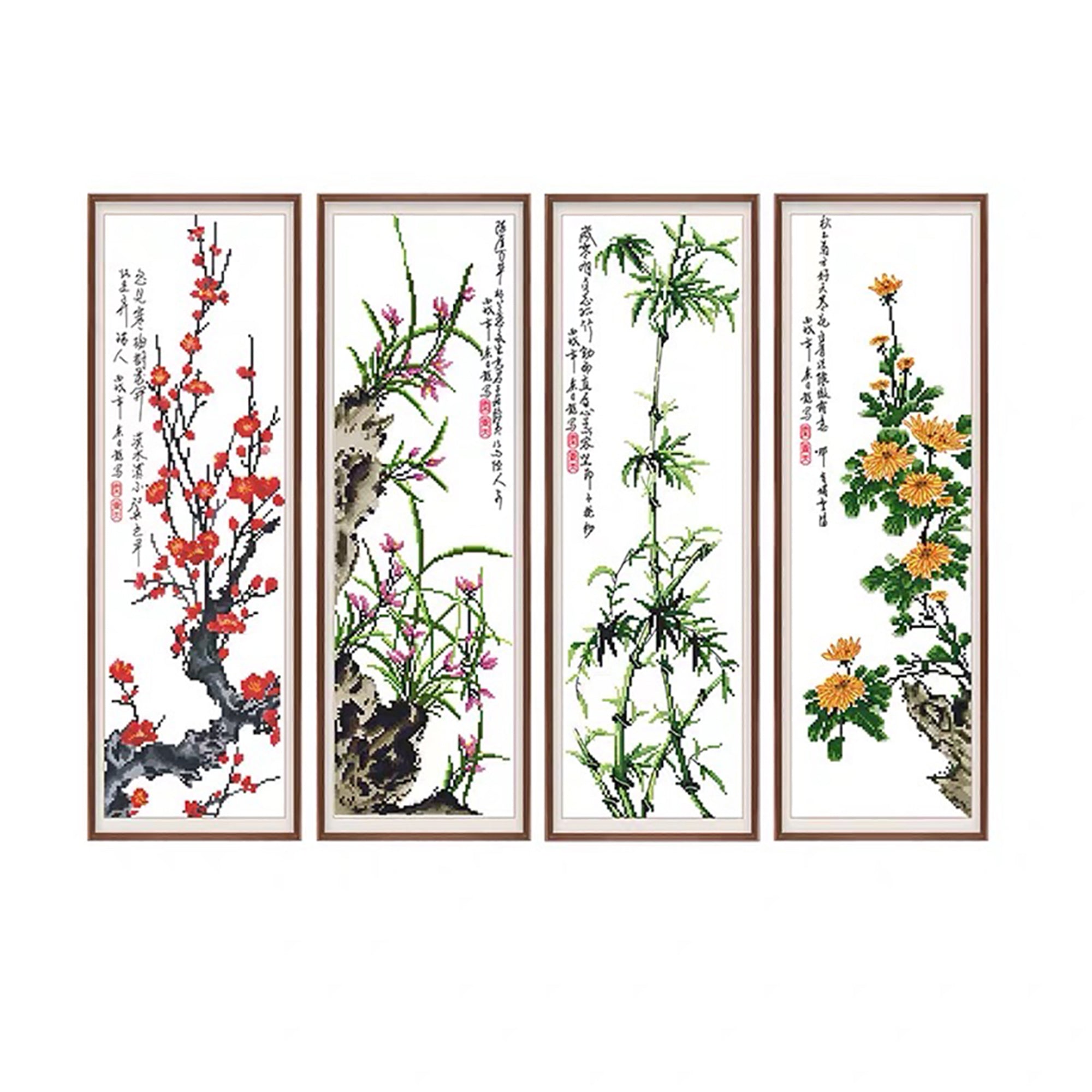 Chinese Four Classic Plants Stamped Cross Stitch Kit, Plum Blossom