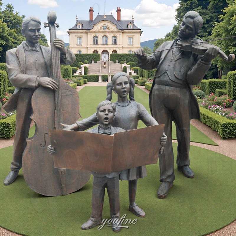 Bronze Sculpture】音楽奏者 カルテット 四重奏 4体セット Bronze