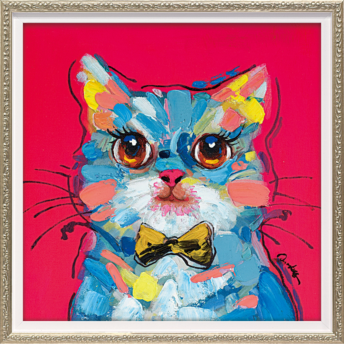 オイルペイントアート「ボウタイ キャット（Sサイズ）」 | ユーパワー