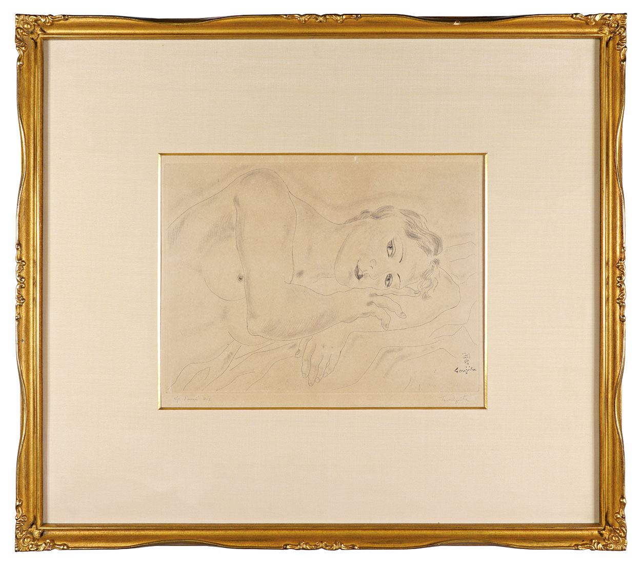 藤田嗣治、「Nature morte a l'encrier」、希少画集の額装画、人気作品