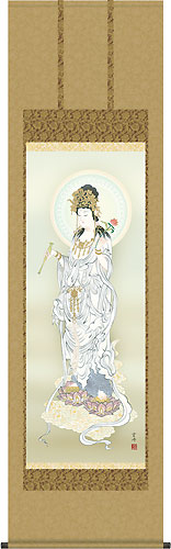 仏画の掛け軸 清水雲峰作 白衣観音 d6607