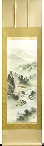 山水の掛け軸 中島洋介作 開運四神山水