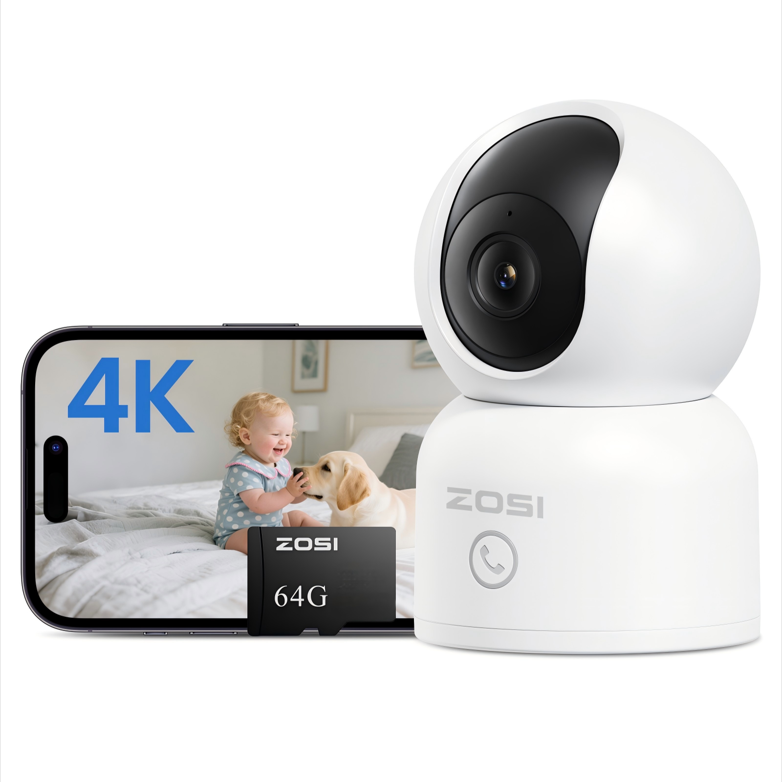 C518 4K 8MP PTZ 2.4GHz/5GHz WiFi Security Camera + 64GB Local