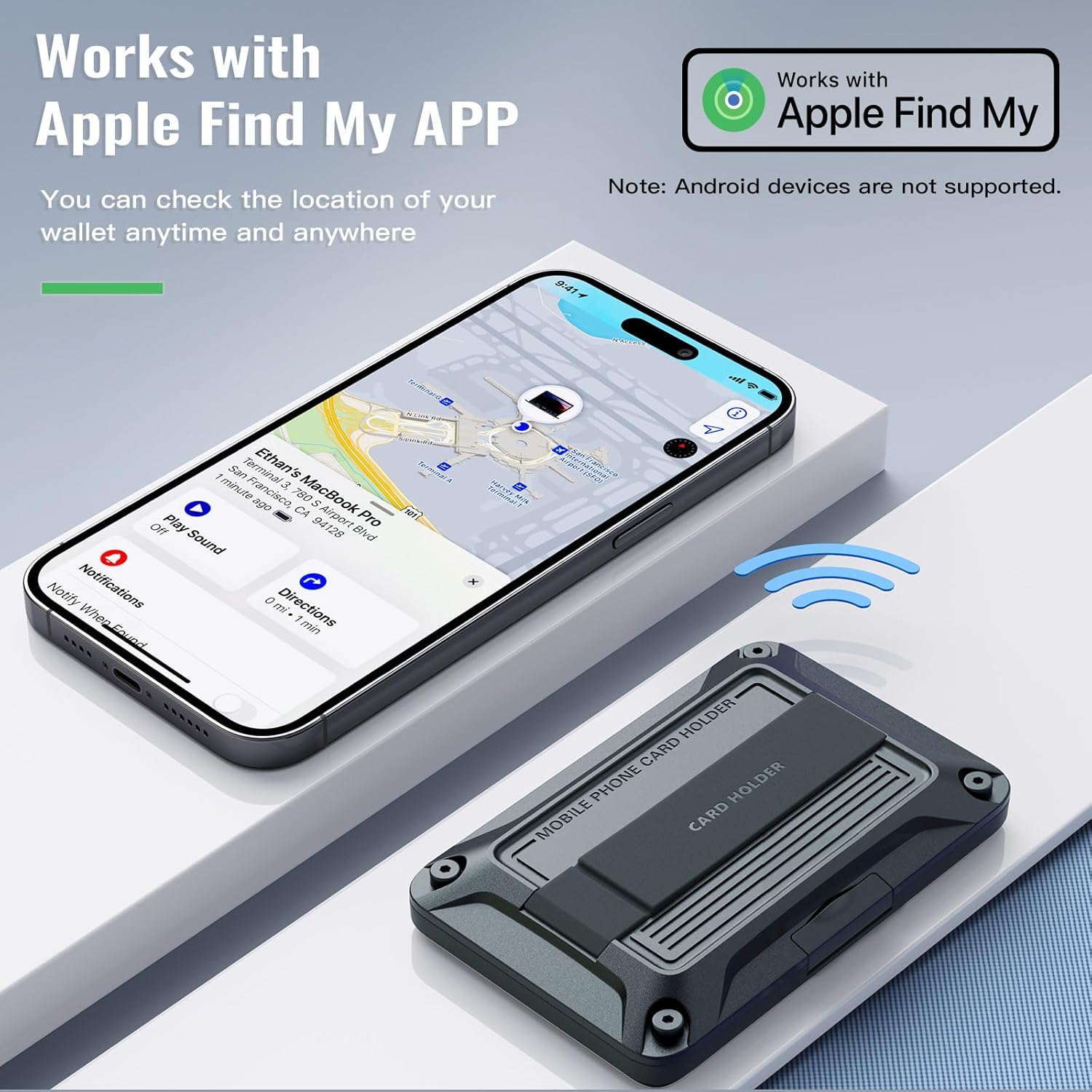 Magnetic Magsafe Wallet for iPhone 15/14/13/12 Series Work with Find M