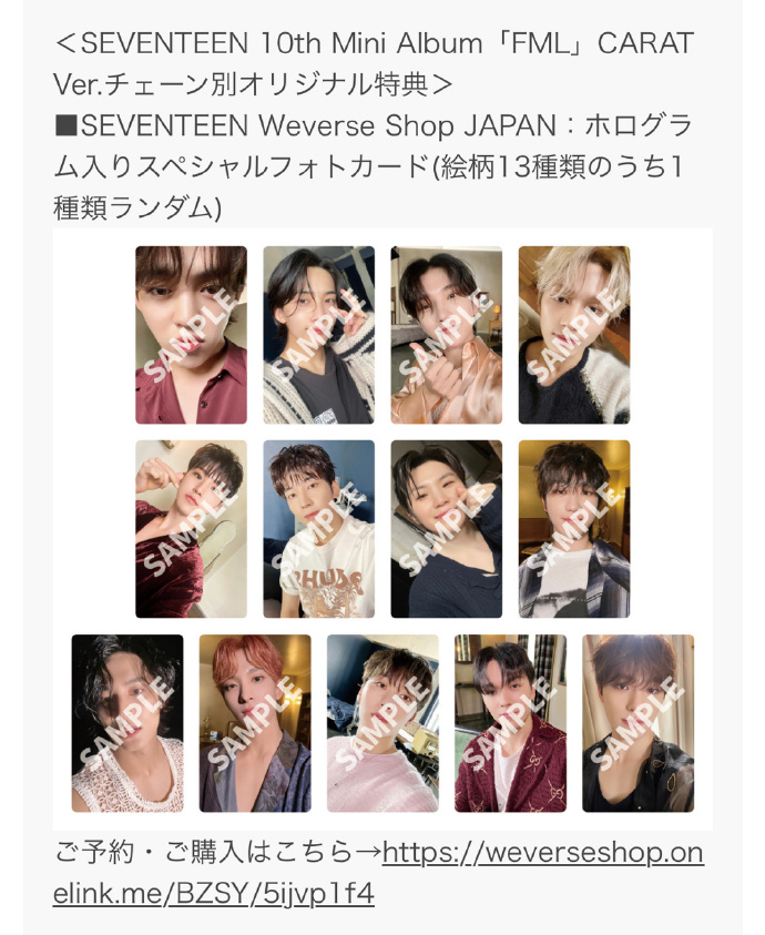 SEVENTEEN FML CARAT盤 Weverse トレカ 13枚 コンプ SEVENTEEN FML