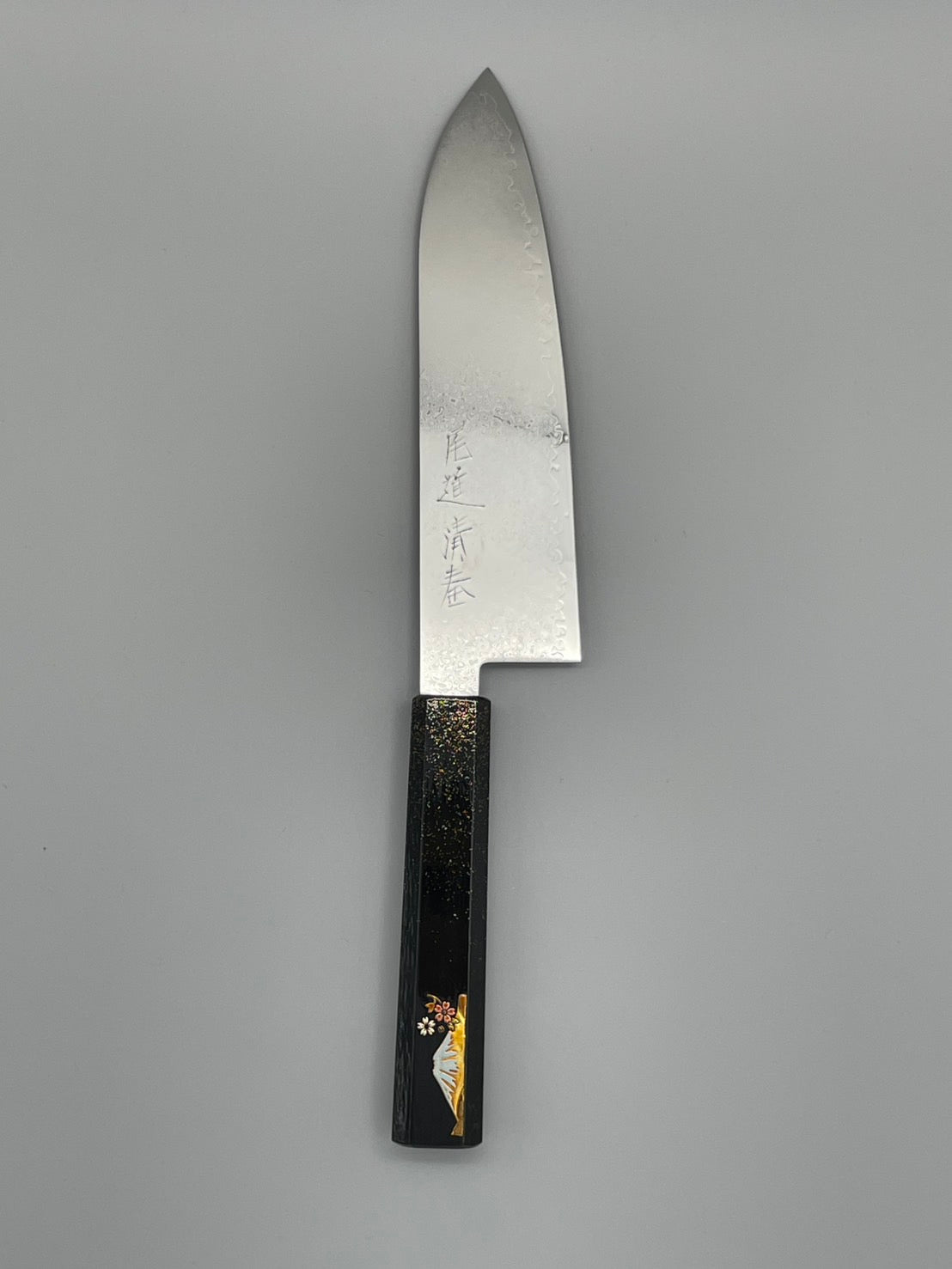 三徳包丁】ダマスカス 185mm 漆塗り柄 富士山と桜 – 山崎清春商店~尾道