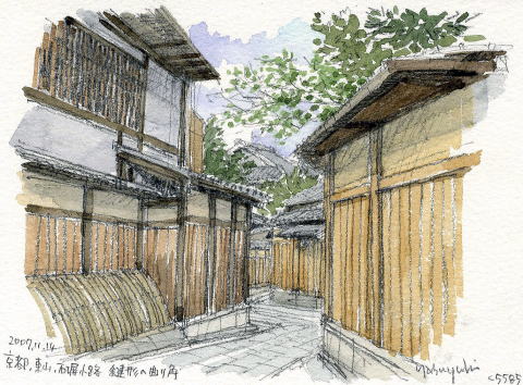 水彩画スケッチ紀行-伝統的建造物保存地区-安田泰幸
