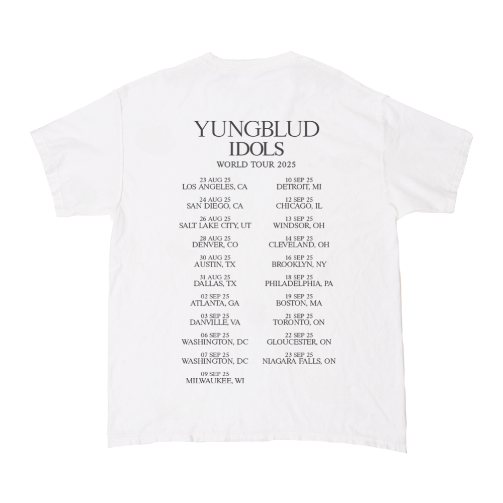 IDOLS WHITE DATE BACK T-SHIRT - YUNGBLUD Official Store