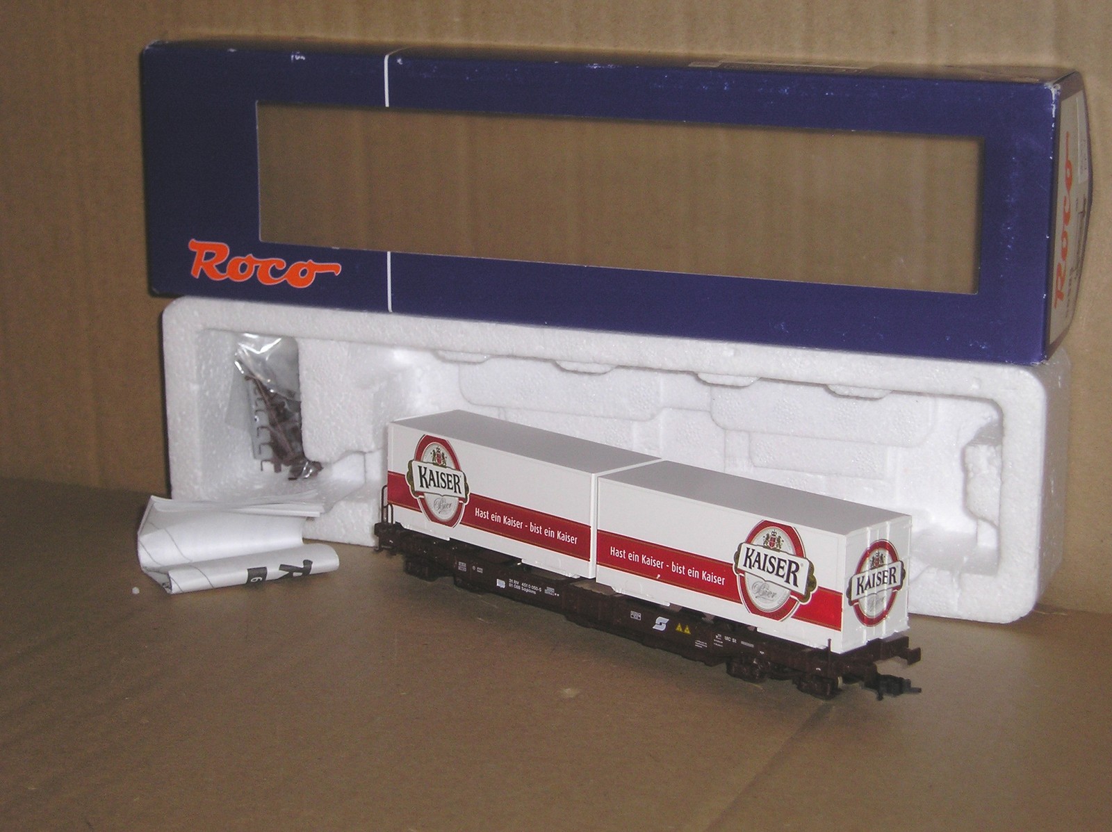 EW0485 “HO” Roco 66585 Austria OBB Sdgkkms Container wagon “Kaiser