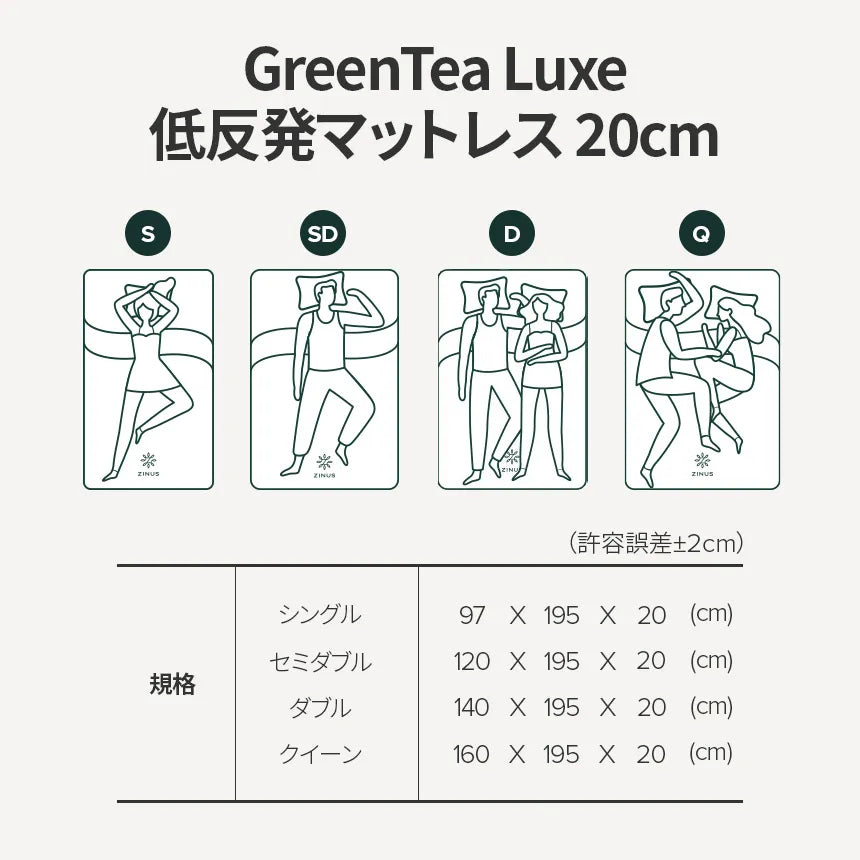 GreenTea Luxe 低反発マットレス 20cm | 【公式】ZINUS（ジヌス