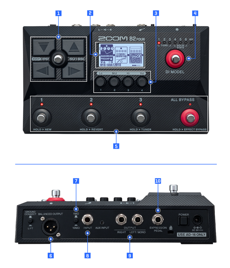 B2 Four Effects & Amp Emulator | ZOOM