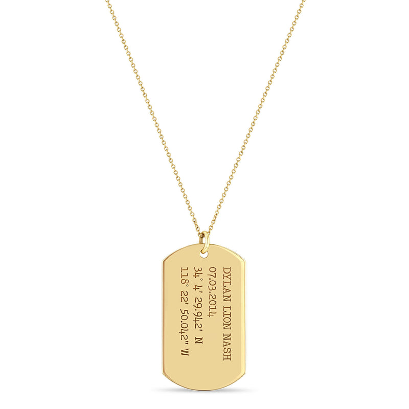 Zoë Chicco 14k Gold Large Engraved Dog Tag Necklace – ZOË CHICCO