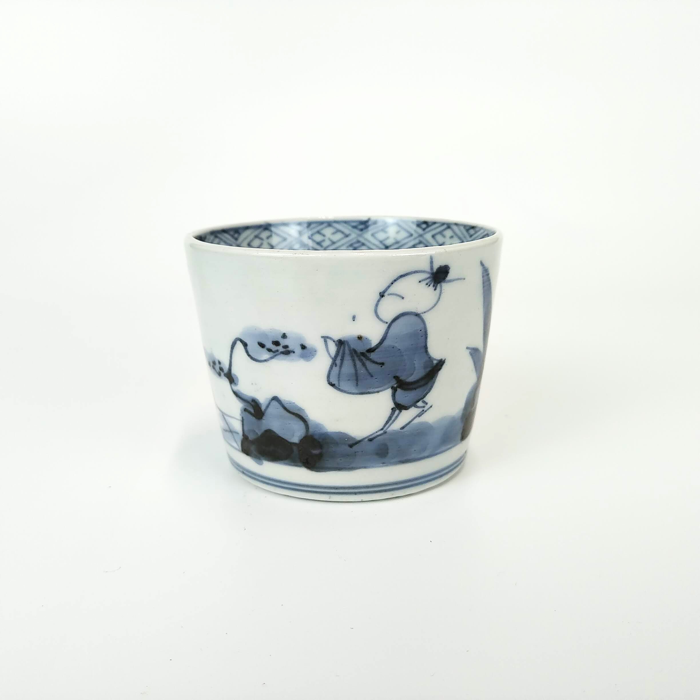 染付銅彩そば猪口 (五客) 未使用 新品同様 染付銅彩