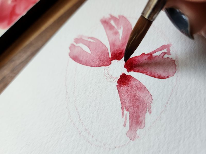 水彩画で花を描こう➃｜重ね塗りで深みを出すダリア・椿・コスモス