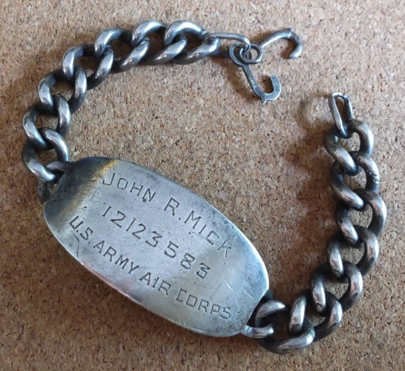 ヴィンテージ WW2 実物 米陸軍航空隊 実名 ID ブレスレット Sterling