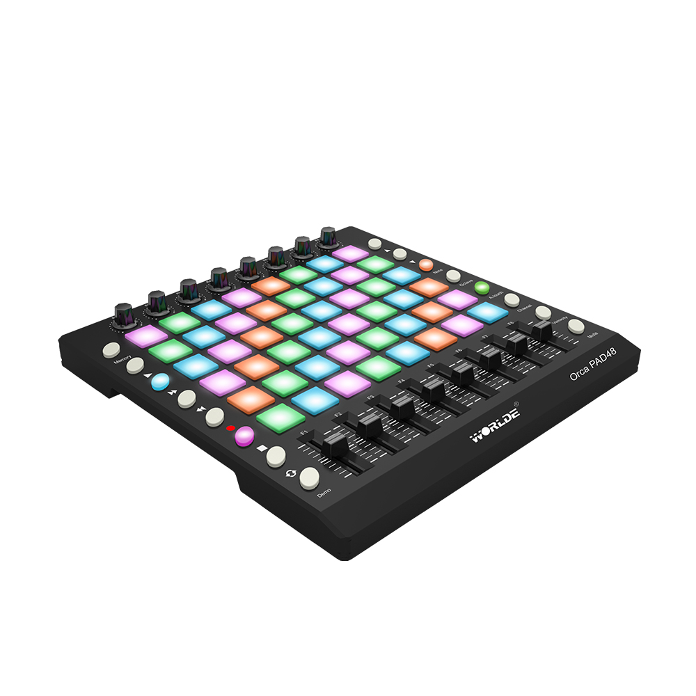 Worlde PAD48ポータブルusb midiドラムパッドコントローラ48 rgbバック