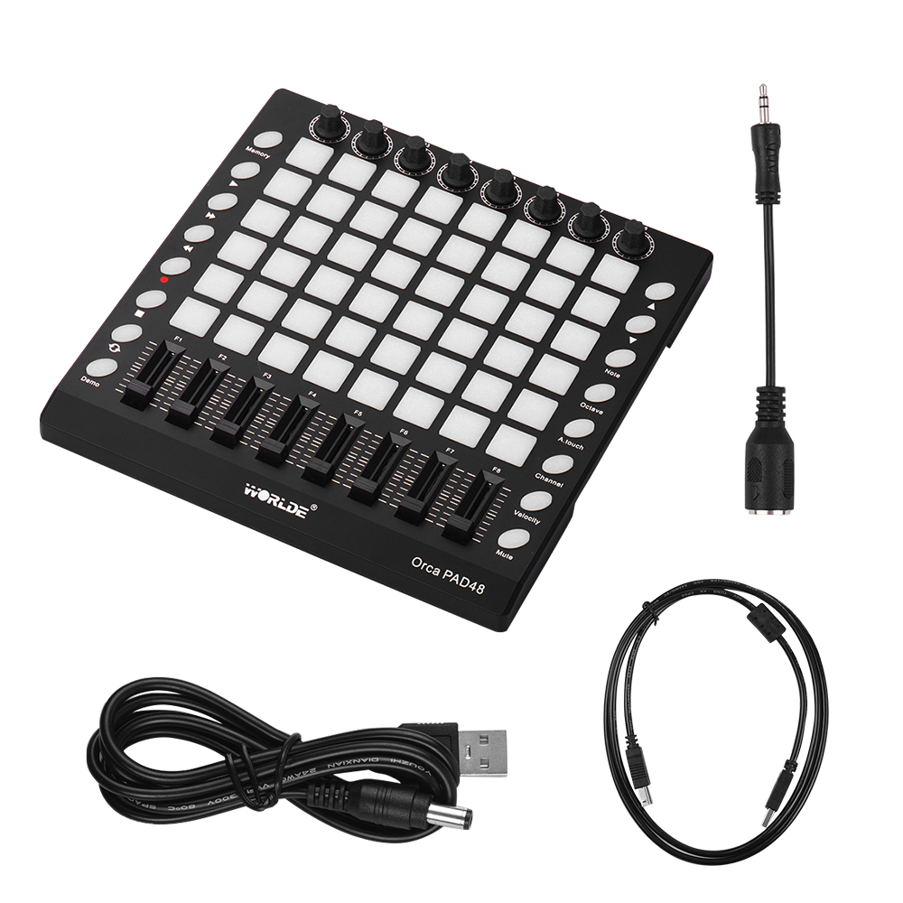 Worlde PAD48ポータブルusb midiドラムパッドコントローラ48 rgbバック
