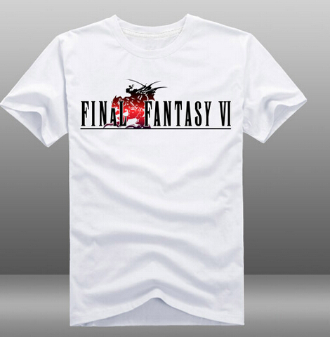 Casual Game Final Fantasy VI T-shirts FF6 White 100% Cotton Short