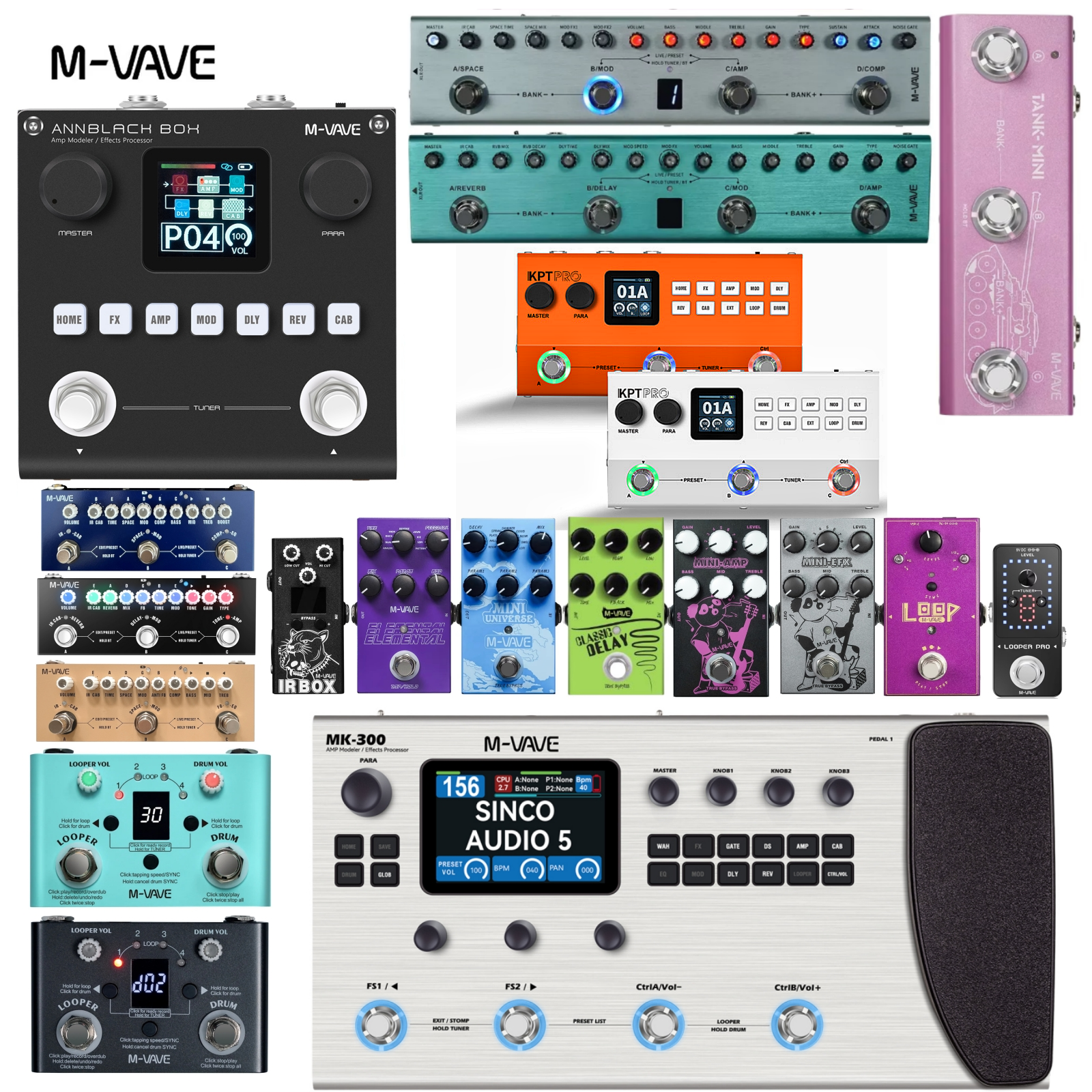 M-VAVE Guitar Bass Effects Pedal ANNBlackbox, MK-300, Tank-G/B
