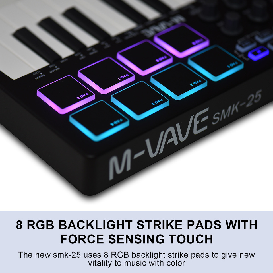 M-vave SMK-25 Mini 25 Keys Wireless / USB MIDI Keyboard Controller