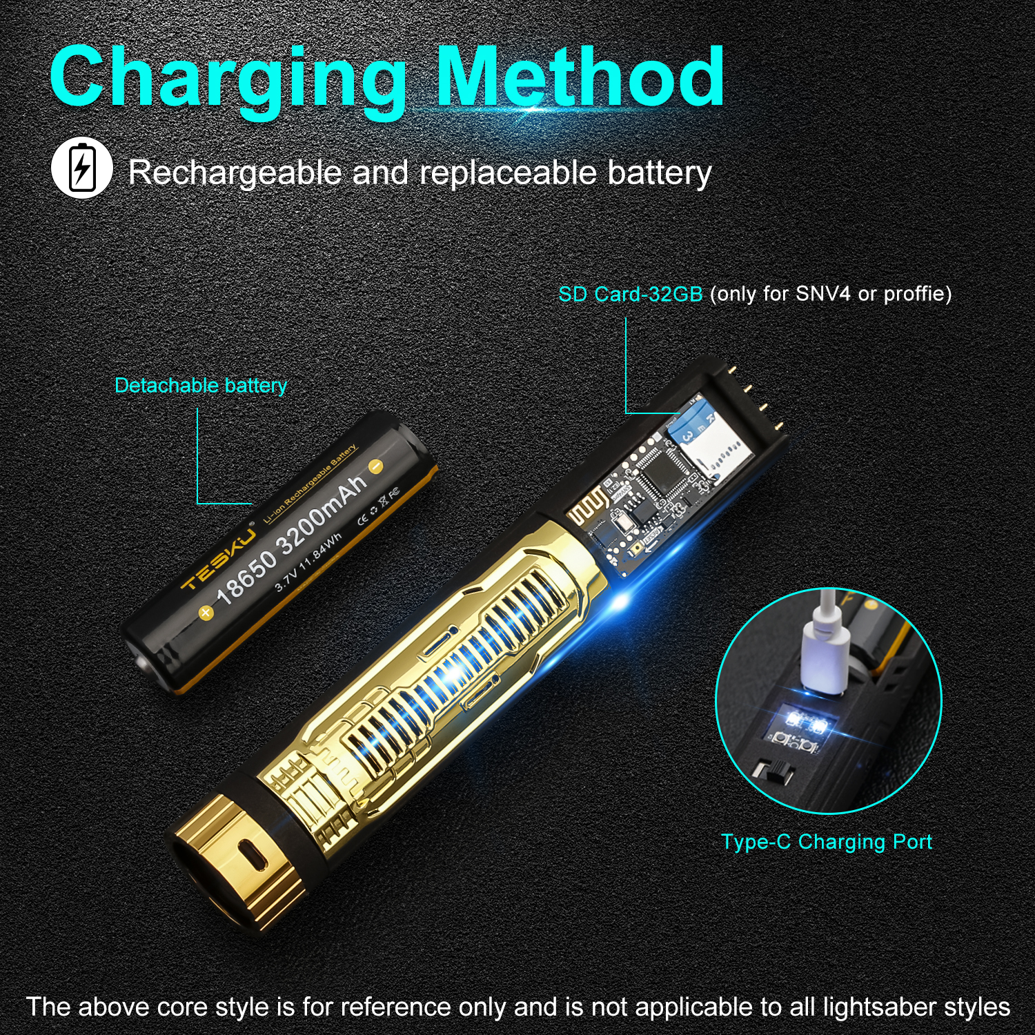 Anakin-おもちゃ用のソフトメタルハンドルとLEDストリップを備えた