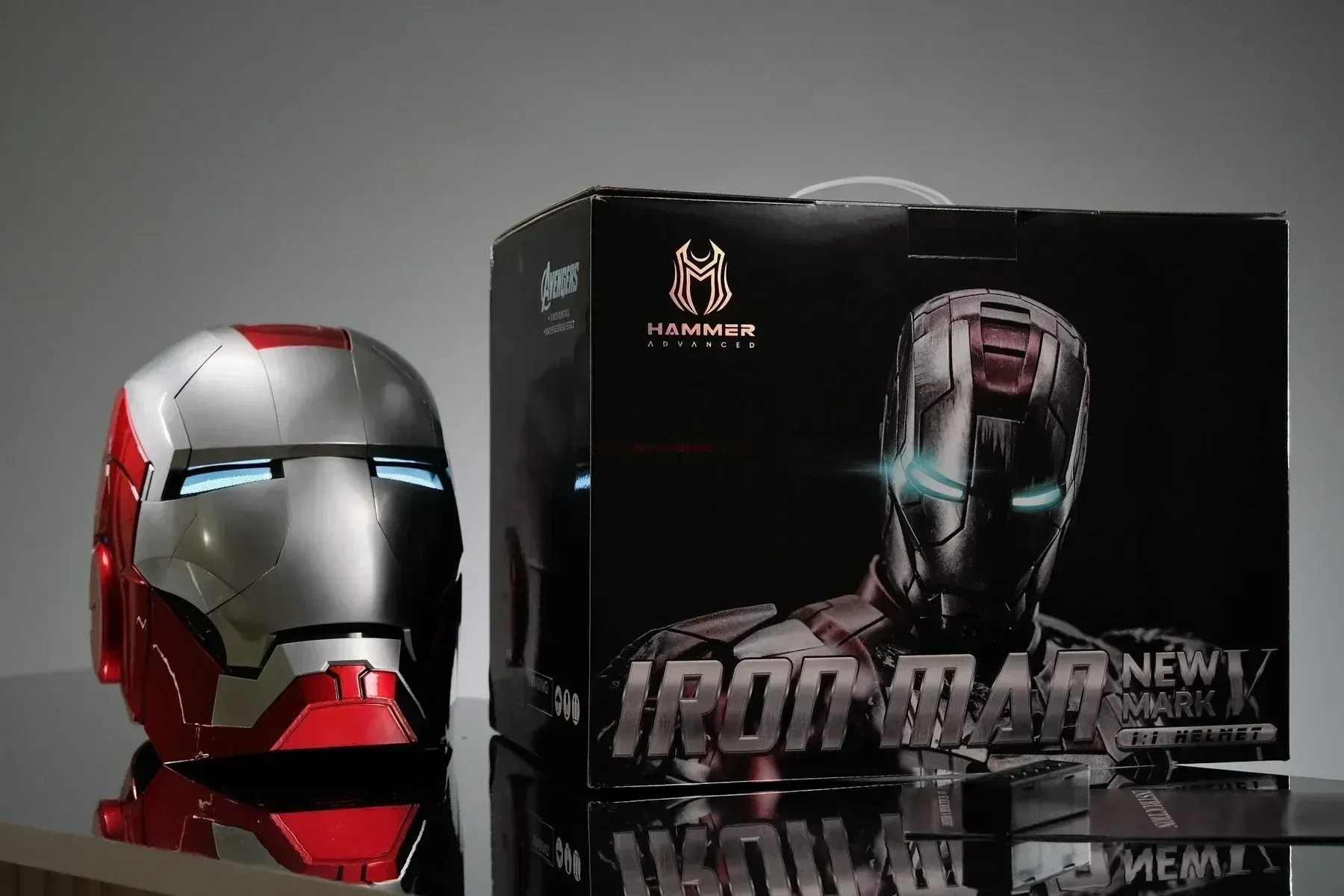 音声制御付きmk5アイアンマンヘルメット、発光マスク、開閉、中国と