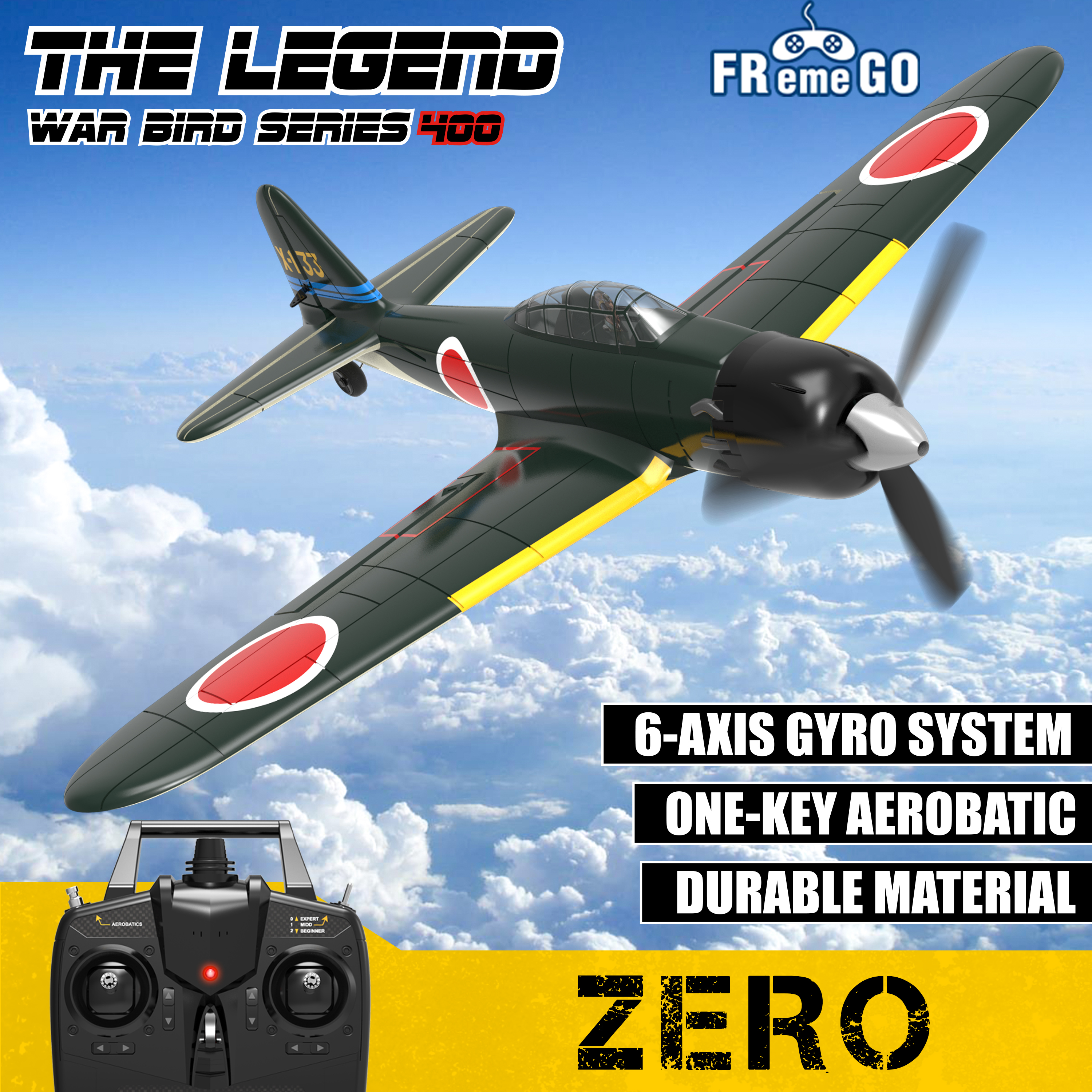 ゼロrc飛行機2.4g,4チャンネル,リモコン,400mm,6軸,エアゾール,rc戦闘
