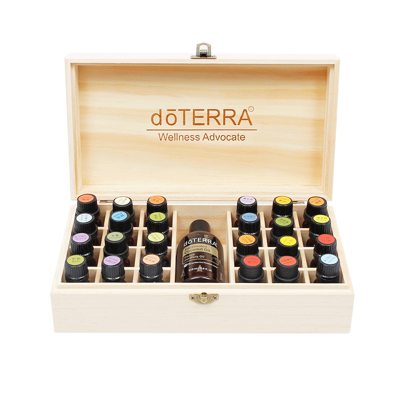 For doTERRA Essential Oil Storage Wooden Box 25 Compartment