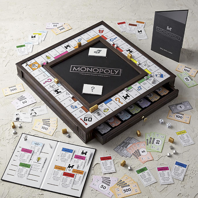 Heirloom Monopoly Board Game with Gatehouse Oak Cabinet & Deluxe