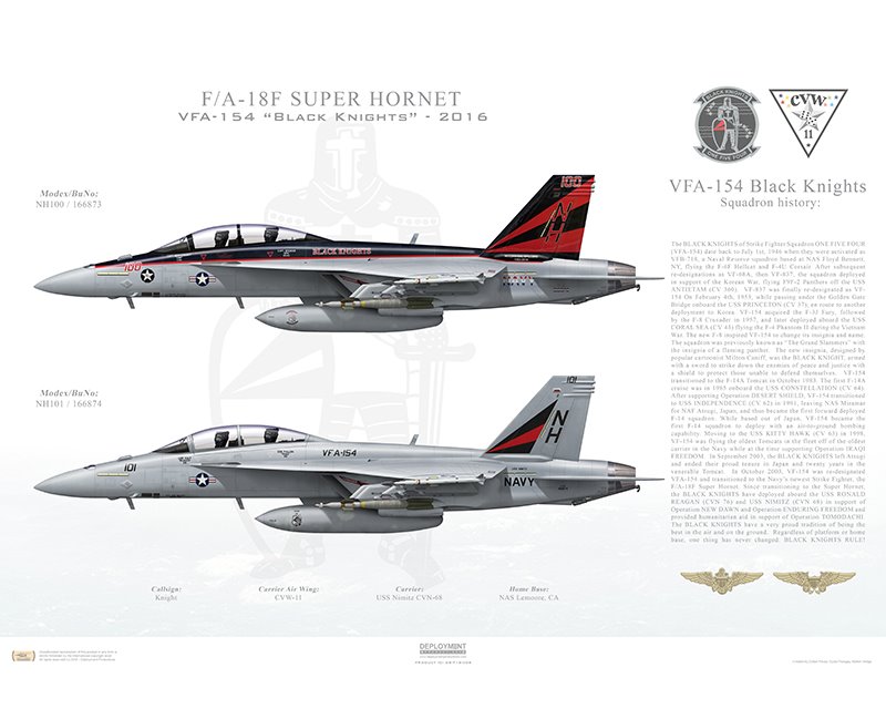 Aircraft profile print of F/A-18F Super Hornet VFA-154 Black