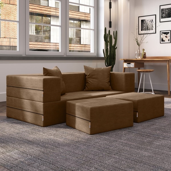Jaxx Zipline Convertible Queen-size Sleeper Loveseat, Ottoman