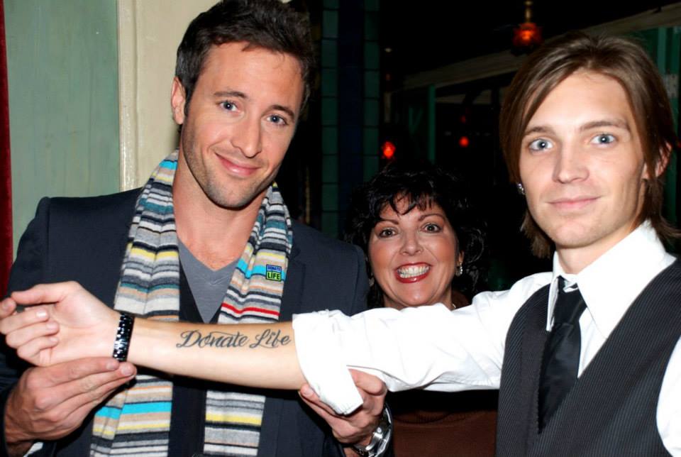 Alex and Alex Band, showing his Donate Life tattoo | Alex O
