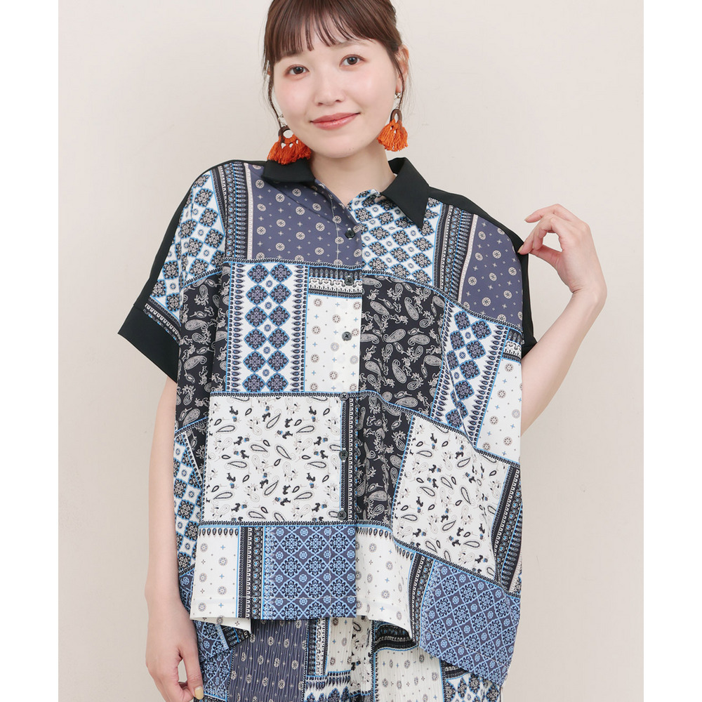 期間限定価格】タイルパッチワークシャツ OSJBC120｜【アリノマ