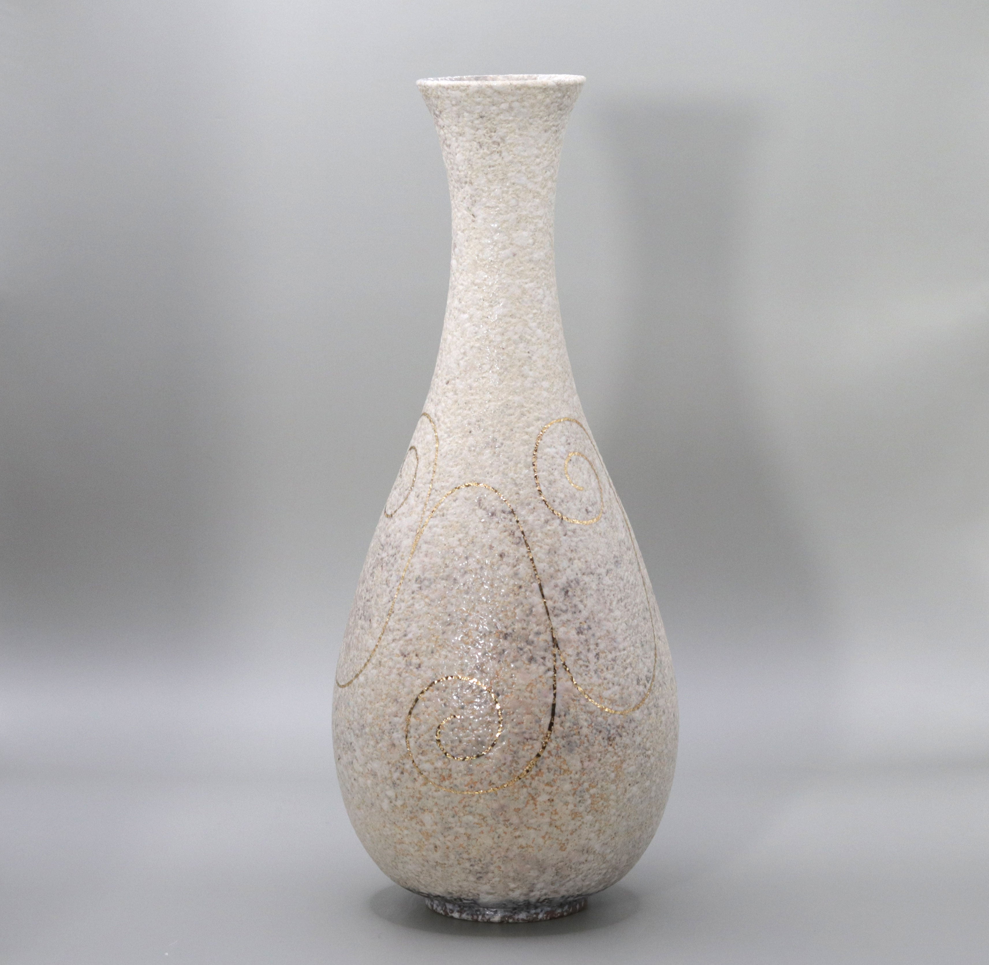 吹泥白丹波金彩鶴首花入 清水一二 – 高級陶器の専門店【甘木道】