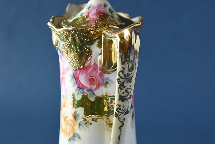 オールドノリタケ 金彩盛り上げ 薔薇 チョコレートポット 里帰り