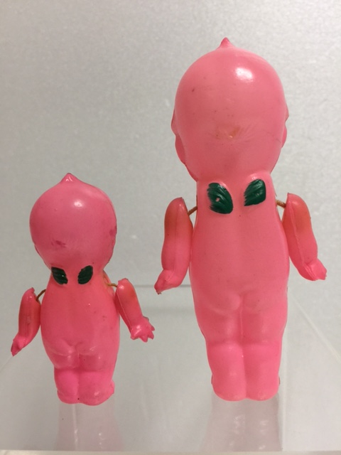 2体セット☆セルロイド ピンク キューピー 人形 9．8cm 当時物