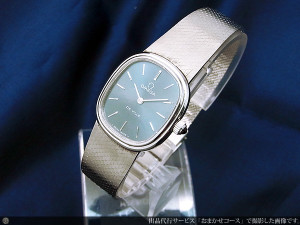 オメガ OMEGA デビル レディース ブルーダイヤル オーバルケース 一