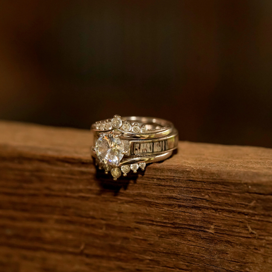 The Grand Cascade Wishbone Wedding Set – AntlerRings.com
