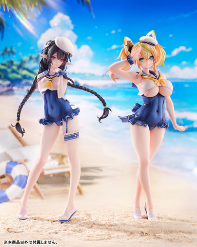 PSO2 es」よりセーラー風スク水に身を包んだ「涼風のジェネ」と「蒼海