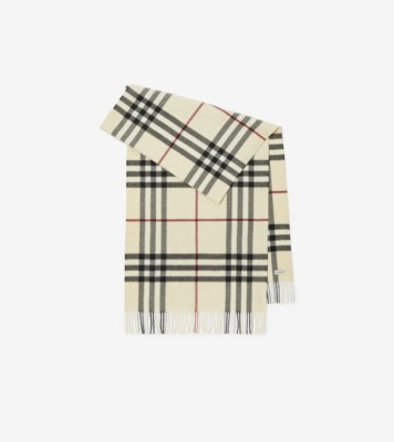 Wide Check Cashmere Scarf in Stone | Burberry® Official
